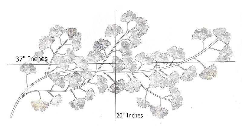 Bellaa 3D Metal Wall Decor Living Room Ginkgo Leaf Japanes Style Flower Golden Blue Teal Abstract Scroll Celtic Wrought Iron Plaque Hanging Boho Home Outdoor Garden Floral Accents Turquoise - Image 4